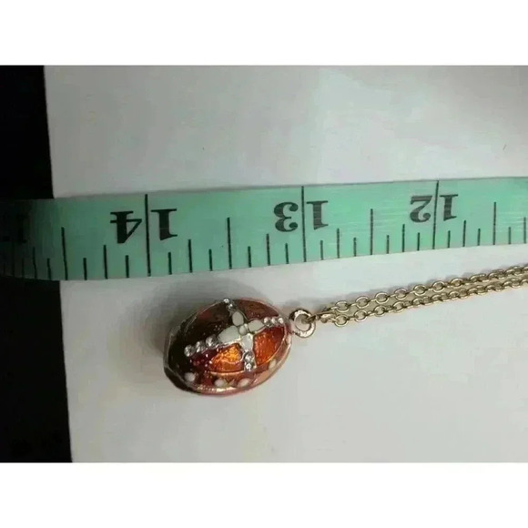 Stauer Necklace, Matching Red & Gold Heart Design Collectible Egg stand EUC gift - Picture 9 of 9